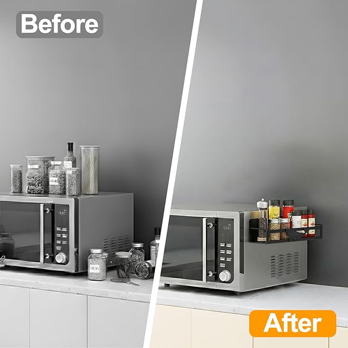 Magnetic Spice Rack for Refrigerator, 2 Pack Metal Magnetic Shelf Organizer for Fridge Side, Strong Spice Storage Rack for Kitchen, Black