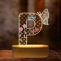 COSHAYSOO Initial Acrylic Earring Holder Organizer for Teenager Girls with Butterfly Decorations LED Night Light, Personalized Vanity Gifts for 8 9 10 11 12 13 14 15 16 Year old Girl Birthday Letter P