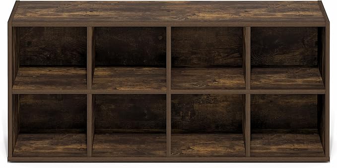 Furinno FANO Shoe Rack, 8-Cube Shoe Organizer, Stackable Shoe Storage, 11.7 x 35.9 x 15.6, for Closet Entryway, Office, Garage, Amber Pine