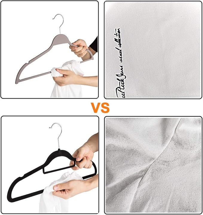 Plastic Clothes Hangers 20 Pack and Solid Wooden Hangers 20 Packs