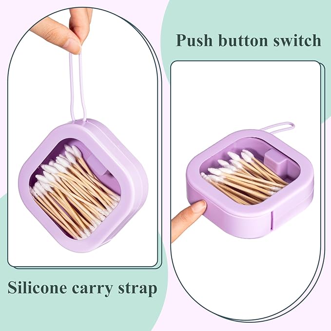 Kathfly 6 Pcs Hair Tie Organizer, Portable Bobby Pin Holder, Stackable Hair Accessories Holder for Travel, Cotton Swabs Dispenser, Jewelry Organizer Box(Purple)