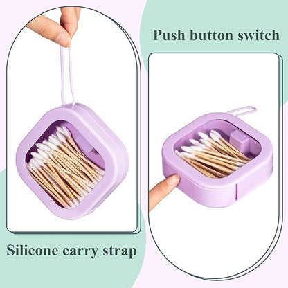 Kathfly 6 Pcs Hair Tie Organizer, Portable Bobby Pin Holder, Stackable Hair Accessories Holder for Travel, Cotton Swabs Dispenser, Jewelry Organizer Box(Purple)