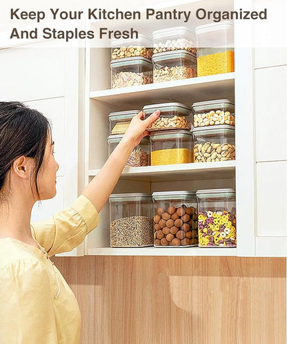 Melovom 8 Pcs Pop Food Storage Containers Airtight Food Storage Containers Set with Lids Kitchen Pantry Organization and Storage, 3.4Qt, 2.8Qt, 2.1Qt, 1.2Qt