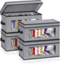 SLEEPING LAMB Stackable Hat Organzier for Baseball Caps, 4 PCS Hat Storage Boxes for Closet Hold 60 Caps with Cardboard, Grey