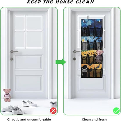 Door Hanging Organizer, Wheatfield with Crow Collapsible Over the Door Shoe Organizer Heavy Duty Oxford Space Saving Large Hanging Storage Bag for Classroom Dorm Room Garage