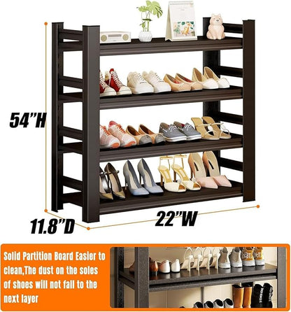Shoe Rock for Closet,Shoe Rack for Entryway, Freestanding Garage Shoe Shelf, Metal Adjustable Shelves, Easy to Assemble, Suitable for Wardrobes, Entryways, Bedrooms, and Garages (54"H X 22"W X 11.8"D)