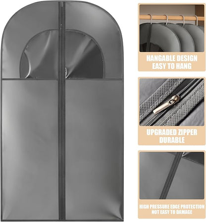 Kimmama Dress Bags for Gowns, Garment Bags for Hanging Clothes, Garment Protector Cover for Wedding Dress, Suit, Dance Costumes, Coat, PEVA, Grey, 23.6" x 43.3"