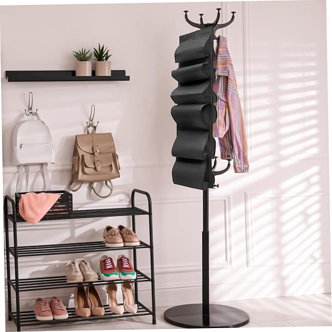 MAGICLULU Hanging Non-Woven Shoe Organizer Portable Large Capacity Storage Bag for Home Use Black Adjustable Hooks for Closet and Door Hanging