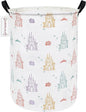 QUEENLALA Large Storage Basket,Laundry Hamper/Bathroom/Home Decor/Collapsible Round Storage Bin,Boys and Girls Hamper/Boxes/Clothing(Round-Rose Castle)
