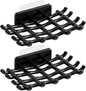 Shower Soap Holder for Wall, Adhesive Bar Soap Dish with Self Draining Grid, Side Hooks and No Drilling Mount, Black, 2 Pack