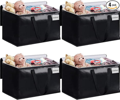 StorageRight Large Moving Bags Heavy Duty Storage Totes for Storage,Packing & Moving Collapsible Moving Supplies with Large Capacity, Reinforced Zippers and Handles, 125L, 4 Packs