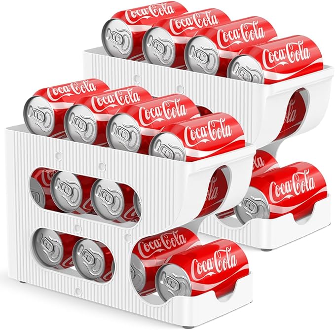 Sotfamily FIFO Soda Can Organizer for Pantry/Fridge, Automatic Rolling Pop Can Dispenser/Storage/Holder/Container for Refrigerator or 12" Deep Shelf, Space-Saving Drink Organizer for 24 Standard Cans