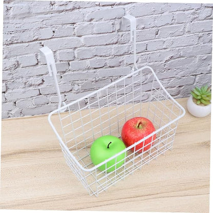 Cabilock White Hanging Rack Cabinet Basket Over Door Organizer for Kitchen Bathroom Office Rust Resistant Storage Holder with High Temperature Coating Easy Installation and Space Saving