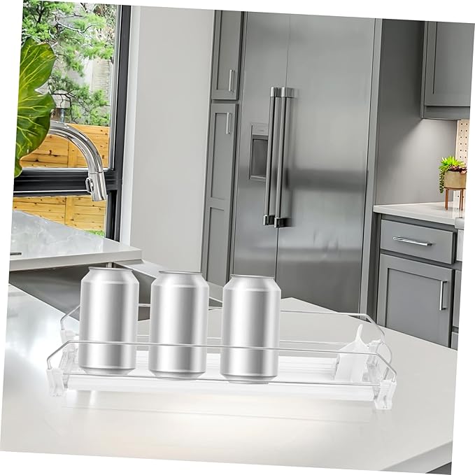Soda Can Dispenser for Refrigerator Beverage Organizer Touchless Glide Large Capacity Drink Storage Box