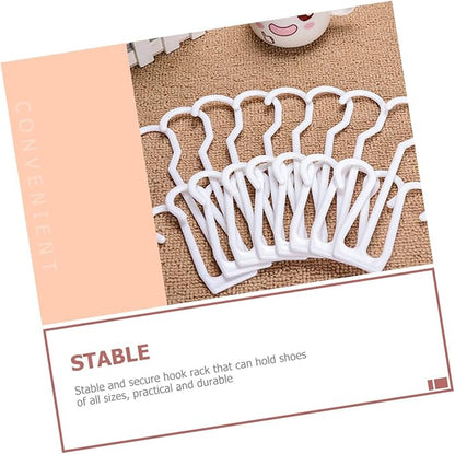 Cabilock 40 pcs White Shoes Hanging Rack, Plastic Material, Double Hooks Design, Ideal for Dehumidifying, Hanging and Organizing Leather Shoes