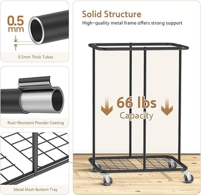 40 Gal Large Laundry Hamper with Lid, Rolling Laundry Basket with Wheels, Oxford Fabric Dirty Clothes Hampers with Removable Laundry Bag & Metal Frame for Bedroom, Laundry Room, Bathroom, Dorm(Black)