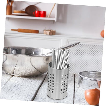 ULTECHNOVO Stainless Steel Chopstick Holder 3.93X3.93X6.49In Multi-Purpose Utensil Storage Container for Home Restaurant Kitchen Tableware Organizer with Breathable Design