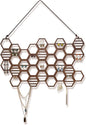 Heesch Honeycomb Earring Organizer Wall Mount Display Wood Hanging Jewelry Organizer for Stud Earrings, Necklaces (Walnut)