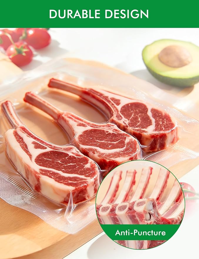 Vacuum Sealer Bags For Food-150 Quart 11"x16"and Quart 8"x12"and Pint 6"x10"-Commercial Grade BPA Free Bag-Durable Customized Size Food Vac Bags for Storage and Sous Vide Cooking-Puncture Prevention
