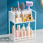 SanDream Hair Tool Organizer Bathroom Countertop, 2-Tier Metal Bathroom Organizer with Blow Dryer Holder, Large Capacity Space-Saving Vanity Shelf for Perfume, Skincare & Makeup Storage (White)