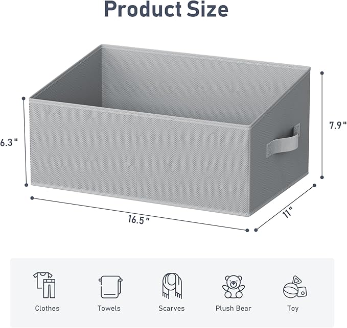 DIMJ Closet Storage Bins 8 Pack - Fabric Storage Baskets for Shelves, Large Clothes Organizers with Handles, Trapezoid Shelf Organization Storage Cubes for Purse, Toys, Books, Towel, Clothes