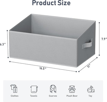 DIMJ Closet Storage Bins 8 Pack - Fabric Storage Baskets for Shelves, Large Clothes Organizers with Handles, Trapezoid Shelf Organization Storage Cubes for Purse, Toys, Books, Towel, Clothes