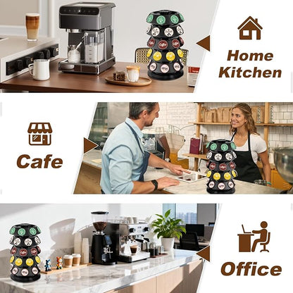 K Cup Holder, Coffee Pod Holder for Keurig - 40 Capsule Spinning Organizer with 360° Turntable, Space Saving K Cup Storage for Kitchen Counter, Office & Coffee Bar