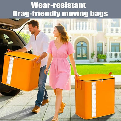 Heavy Duty Moving Bags, Large Reusable Moving Totes with Strong Handles, Waterproof Packing Bags for Moving & Storage, Space Saving Moving Bags for Clothes, Bedding, Toys.(4pcs Medium)