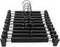 Pants Hangers,Black Clothes Plastic Pant Hangers with 2-Adjustable Anti-Rust Clips Skirt Hangers and 360 Rotatable Hook Trousers Jean Hangers 10 Pack