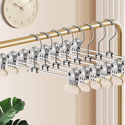 Pants Hangers with Wide Clips 30 Pack Adjustable Skirt Hangers for Women Non-Slip Clothes Hanger for Pants Heavy Duty Space Saving Trousers Hanger for Jeans,Shorts Ivory,12Inch