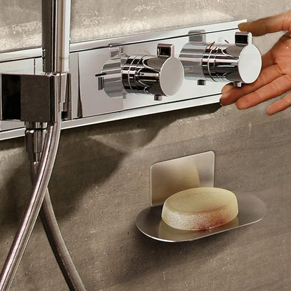 2 Pack Soap Dish for Shower, 3 Slot Self-Adhesive Soap Holder for Bathroom, Wall Mounted Shower Soap Holder, Stainless Steel Soap Tray (Brushed Silver)