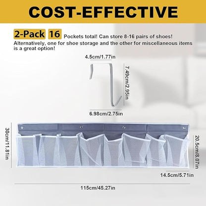2 Pcs Rv Bedside Shoe Storage, 16 Large Pocket Wall-mounted Organizer, Hanging Caddy For Rv & Camper Shoes, Entryway Essentials, Space-saving Solution