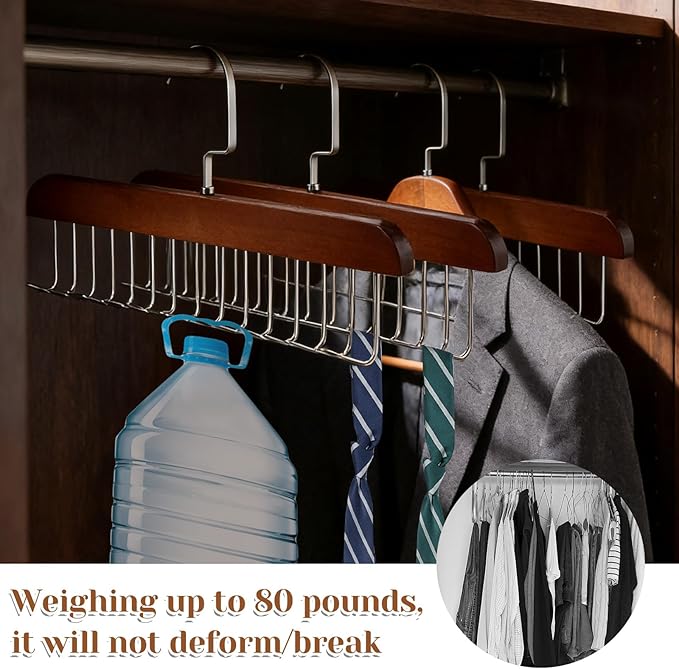 4 PCS Tank Top Hanger Space Saving, Bra Hangers for Closet Organizer, Tank Top Hangers with 32 Hooks Tie Rack Belt Hanger Belts Rack Ties Holder 360° Rotatable Neck Tie Organizer for Ties, Scarves
