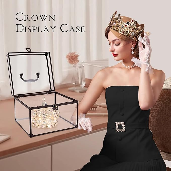Costravio Makeup Display Clear Clear Makeup Case Portable Transparent Artists Train Case Crown Box Large Capacity Toiletry Organizer Box Travel Makeup Storage for Vanity Bathroom Craft Toys Case