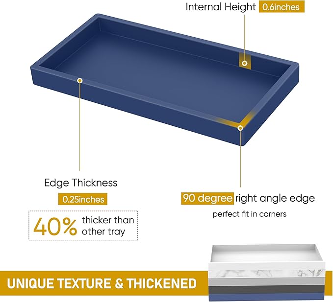 Silicone Vanity Tray - Thickened, Shatterproof, Rectangle - 7.8 * 3.9 in - For Counter, Soap Dispenser
