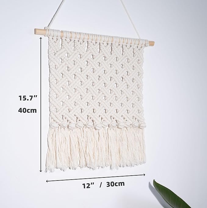Macrame Necklace Holder Wall Mounted Jewelry Hanger Earring Holder Organizer Boho Decor Over Door Jewelry Display Necklace Rack for Necklaces Bracelets Earrings