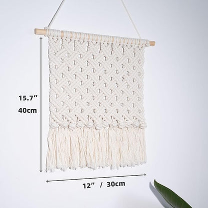 Macrame Necklace Holder Wall Mounted Jewelry Hanger Earring Holder Organizer Boho Decor Over Door Jewelry Display Necklace Rack for Necklaces Bracelets Earrings