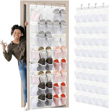 Shoe Hanger for Door - 40-Pocket Mesh Foldable,Folding Shoe Organizer Door Hanger,for Bedroom Living Room Bathroom Entryway Sneaker Slippers Toiletries Bottles Crafts Toys