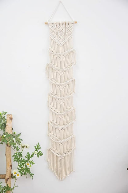 Macrame Cap Holder, Boho Hats Organizer for Baseball Caps, Hat Rack for Wall Hanging Decoration, Cap Rack for Collection Display, Handmade Cap Hanger Storage Organizer (Eight hats)