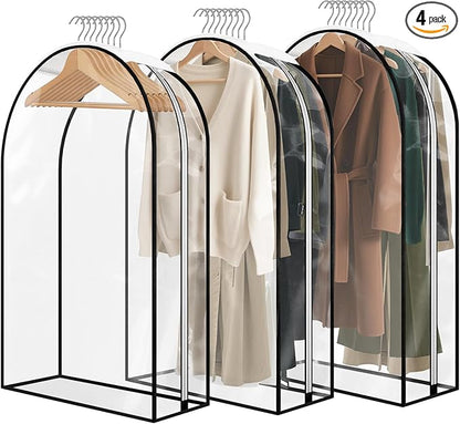 LiaMeE 10'' Wide Gusseted Clear Garment Bags for Hanging Clothes, Suit Clothing Bags for Closet Storage Covers for Garment Protection, Suitable for Coats Dresses Fur Coats Shirts (40 inch 3Pack)