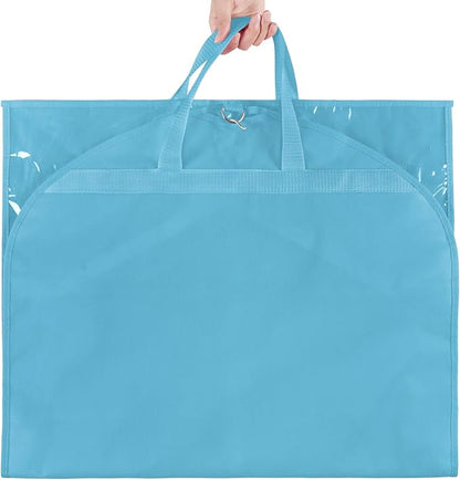 KEEGH Clear Garment Bags for Dance Costumes 40 inch Dance Garment Bags for Dancers Hanging Clothes for Closet Storage, with 4 Zipper Pockets for Dance Competitions, Ballet, Theatre, 6 Pack, Blue