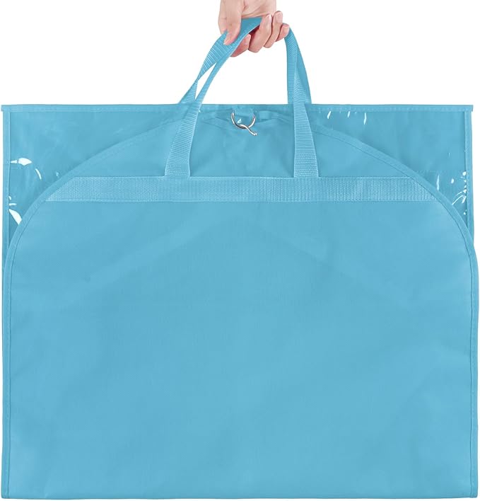 KEEGH CLear Garment Bags for Dance Costumes 40 inch Dance Garment Bags for Dancers Hanging Clothes for Closet Storage, with 4 Zipper Pockets for Dance Competitions, Ballet, Theatre, 2 Pack, Blue