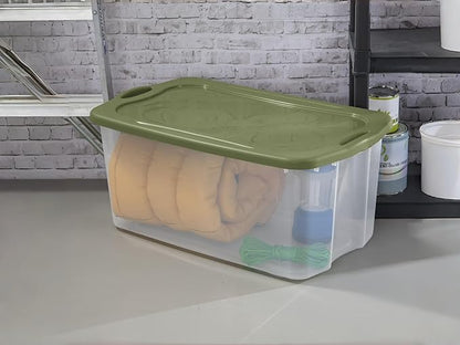 120 Quart Storage Bins with Lids, 2-Pack, Clear Plastic Stackable Tote Box Containers with Full-Grip Handles for Home Garage Office Closet Organization