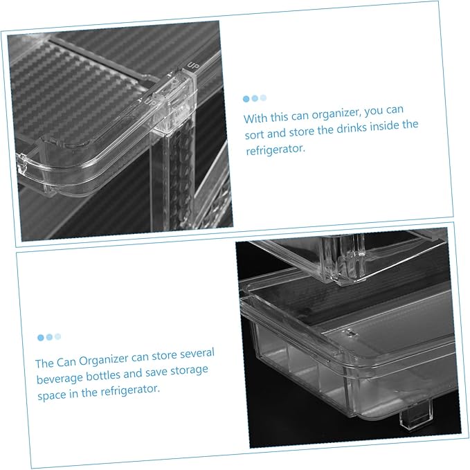 PRETYZOOM Soda Can Dispenser Organizer for Refrigerator Beverage Storage Bin Rolling Mechanism Transparent Double Can Holder for Beer and Drinks for Kitchen and Pantry