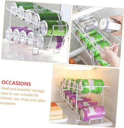 NUOBESTY Automatic Covering Position Iron Rack Can Storage Organizer White Refrigerator Fridge Beverage Dispenser for Kitchen and Home