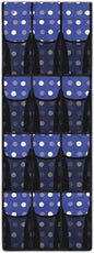 12-Pocket Over The Door Hanging Organizer, Lightweight Oxford Cloth Waterproof Foldable and Perfect for Bathroom Bedroom or Closet Storage Solutions, Dots Print Dark Blue