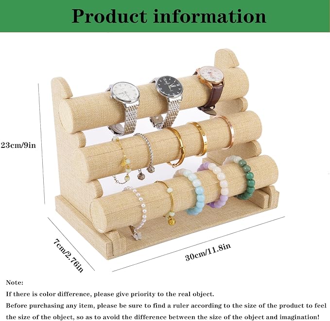 3 Tier Bracelet Holder Display, Velvet Watch Organizer Stand for Selling, Detachable Jewelry Racks for Vendors(Yellow)