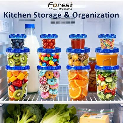 18 Pack Reusable Freezer Storage Containers with Twist Top Lids Airtight(34oz/17oz/4oz), Plastic Food Storage Containers with Lids for Meal Prep Soup Snack Fruit, Soup Container Freezer Microwave Safe