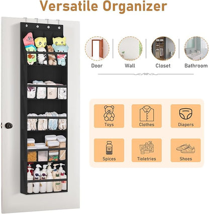 MISSLO 20 Pairs Over the Door Shoe Organizer for Closet Narrow Hanging Shoe Rack for Door Hanger Deep Pocket Door Shoe Holder Storage for Boots, Size 13 Sneakers, Black