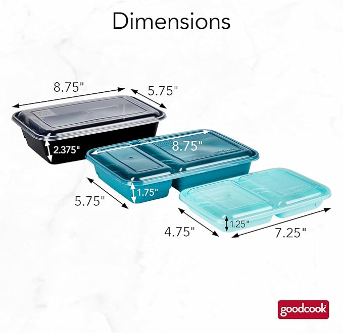 GoodCook Meal & Snack Prep Container Set, Includes Embossed Measurements & Color Coordinated Lids, Made Without BPA, 60-Piece Set